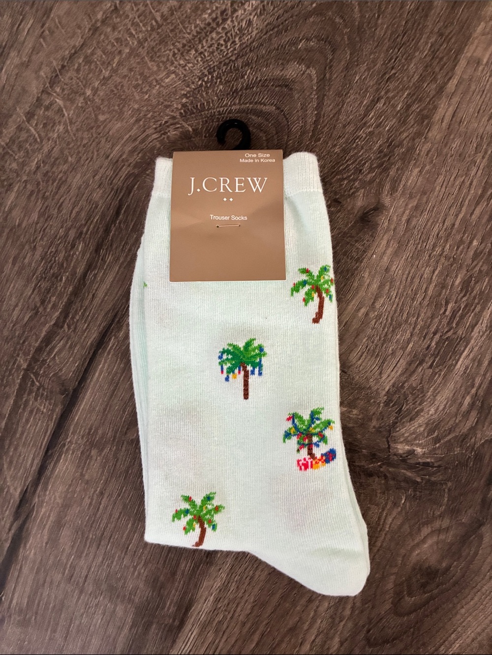 J. Crew Light Green Trouser Socks with Palm Tree